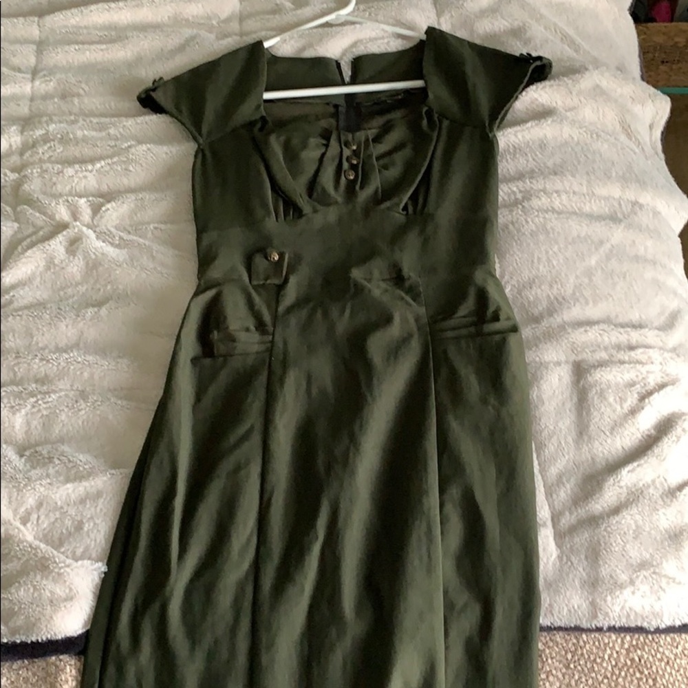 Stop Staring Olive Green Midi Dress